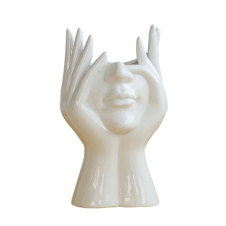Keramisk Abstrakt Menneskeansikt Skantoomster Vase | Skanto