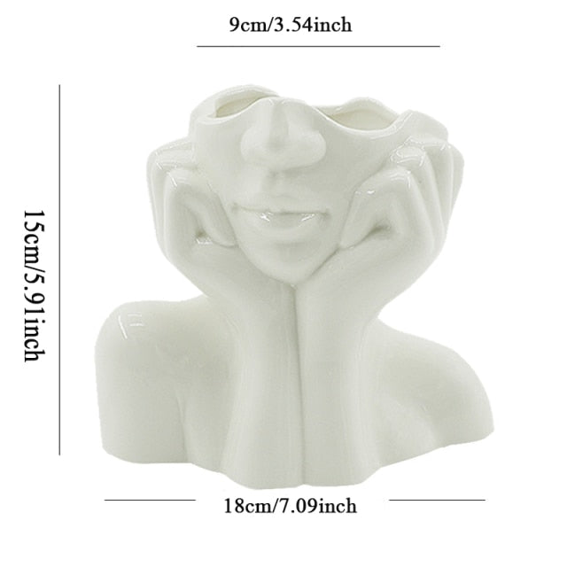 Keramisk Abstrakt Menneskeansikt Skantoomster Vase | Skanto