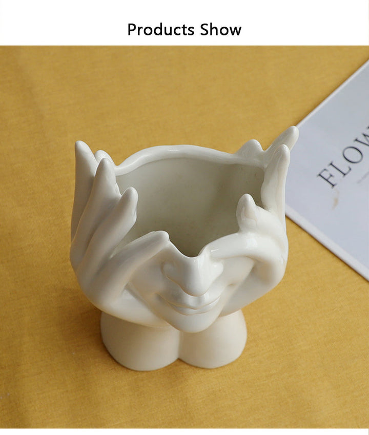 Keramisk Abstrakt Menneskeansikt Skantoomster Vase | Skanto