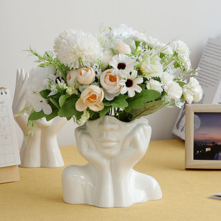 Keramisk Abstrakt Menneske Ansikt Skantoomster Vase | Skanto