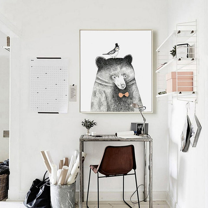 Animal Sketch Human Depiction - Canvas Wall Art Painting | Skanto