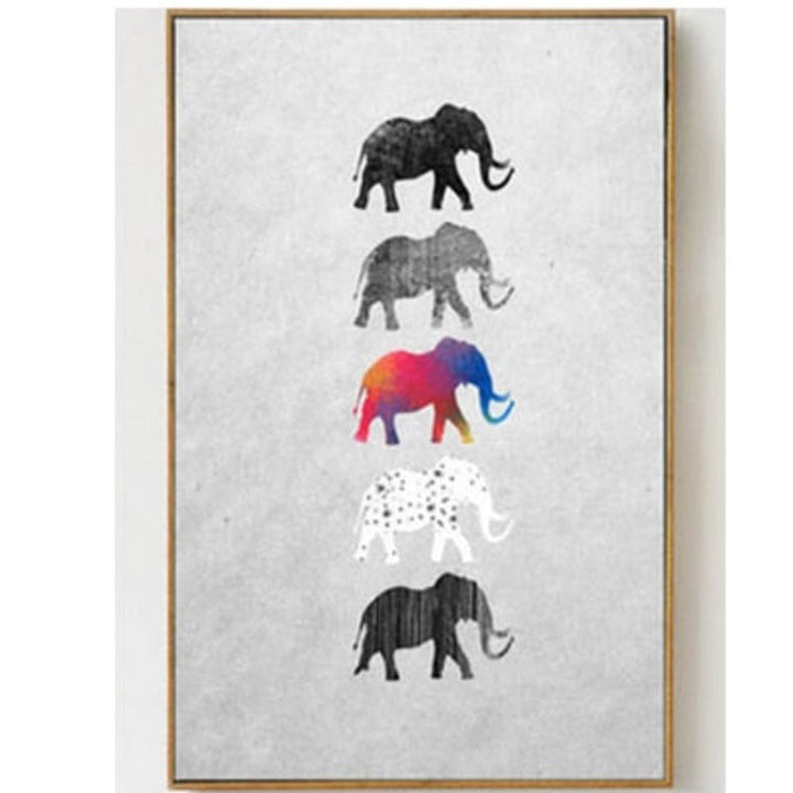 Moods Of Elephants - Lerret Veggkunst Maleri
