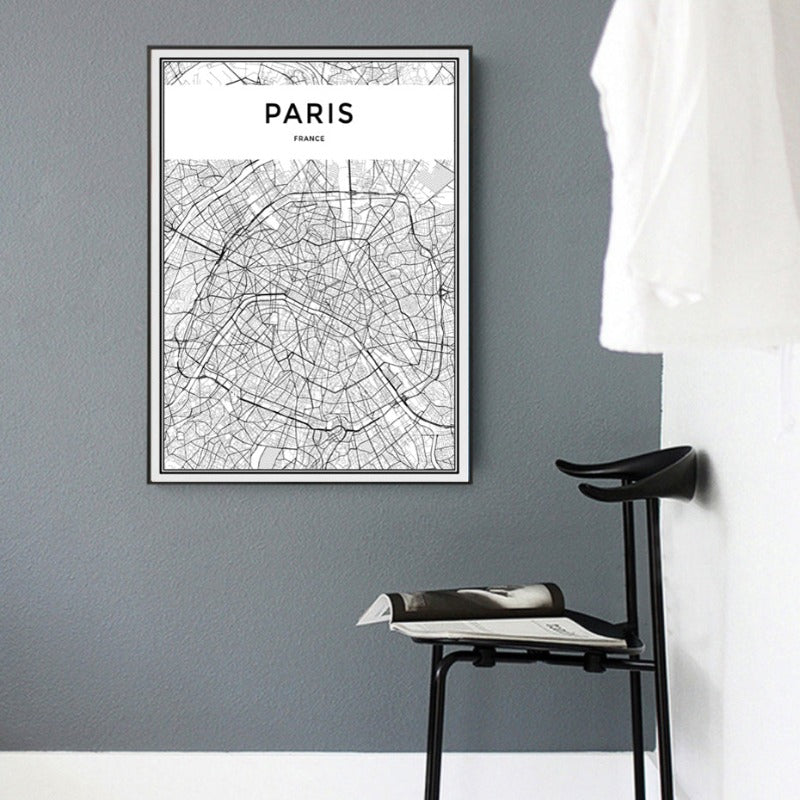 Minimalis PARIS bykart - Lærred Veggkunst Maleri