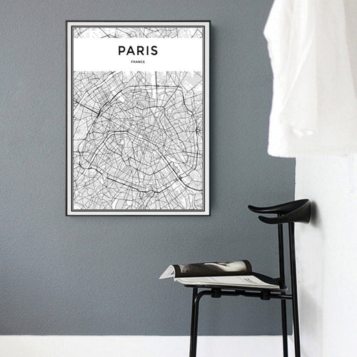 Minimalis PARIS bykart - Lærred Veggkunst Maleri