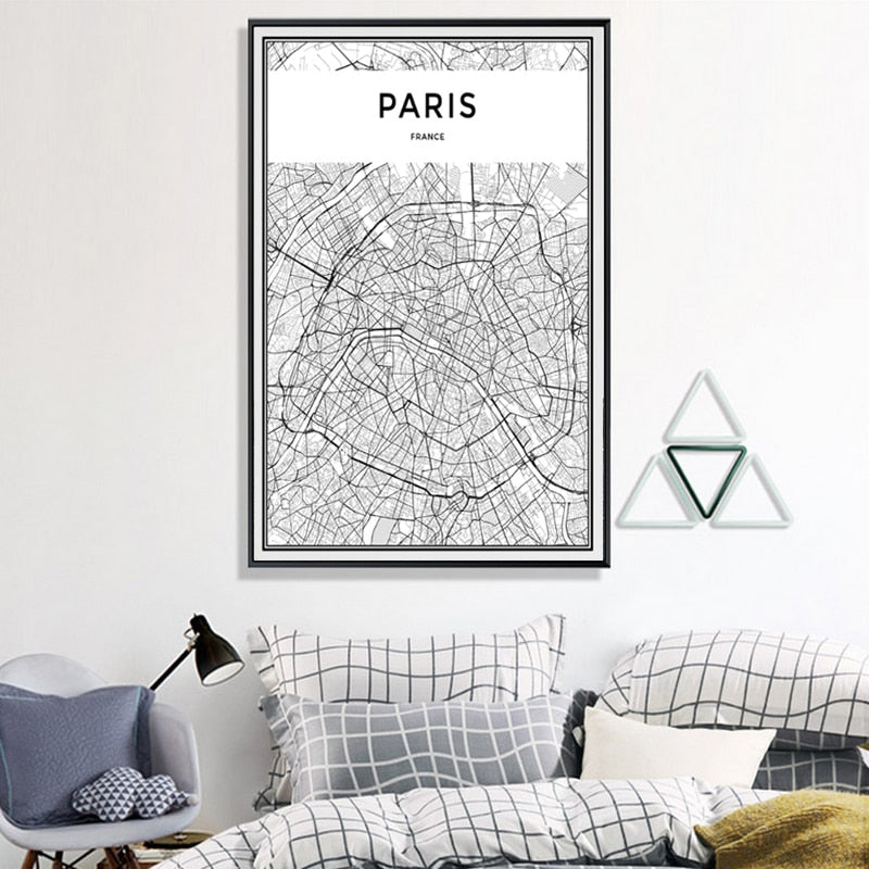 Minimalis PARIS bykart - Lærred Veggkunst Maleri