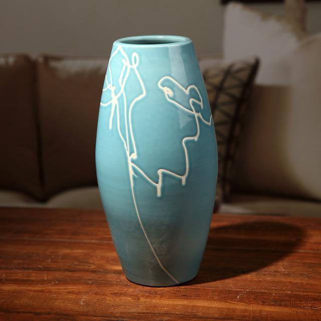 Skanto | Kreativt Design Moderne Hvit Krem Blå Keramikk Vase