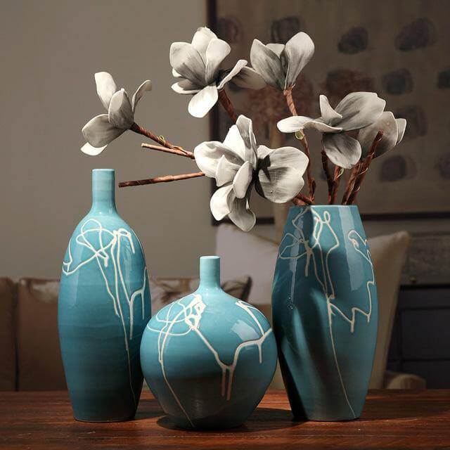 Skanto | Kreativt Design Moderne Hvit Krem Blå Keramikk Vase