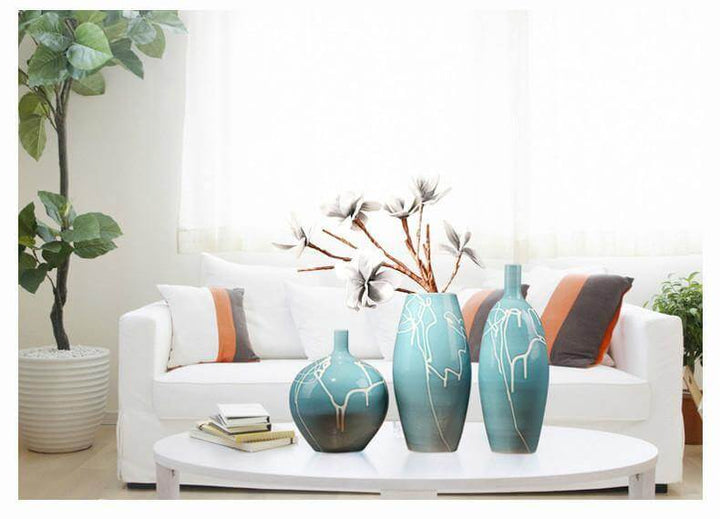 Skanto | Kreativt Design Moderne Hvit Krem Blå Keramikk Vase