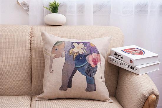 Skanto | Elegant Elephant Trykt Dekorative Putetrekk