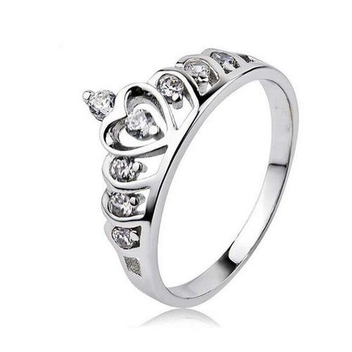 Sølv Prinsesse Krone 925 Østerriksk Krystall Ring | Skanto