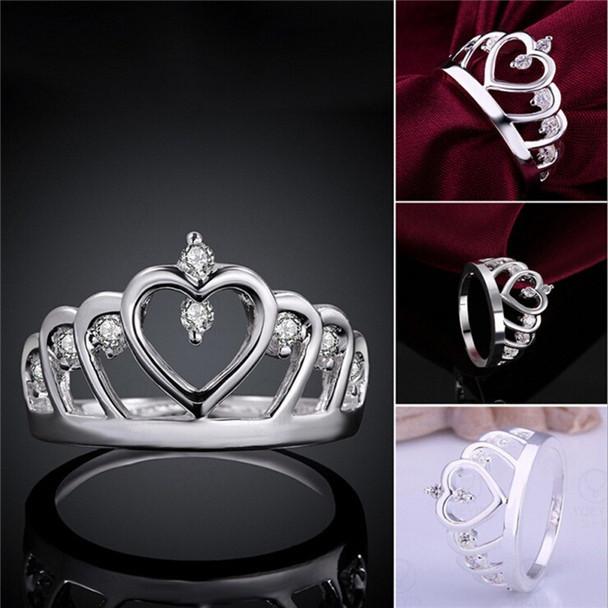 Sølv Prinsesse Krone 925 Østerriksk Krystall Ring | Skanto