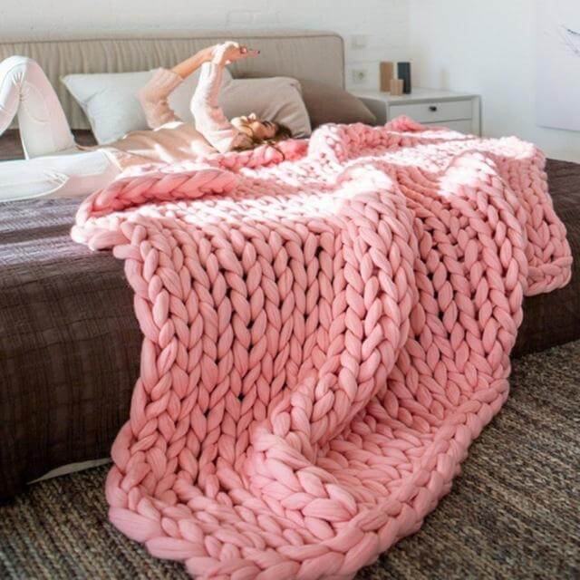 Skanto | Tykk Linje Sofa Strikket Teppe