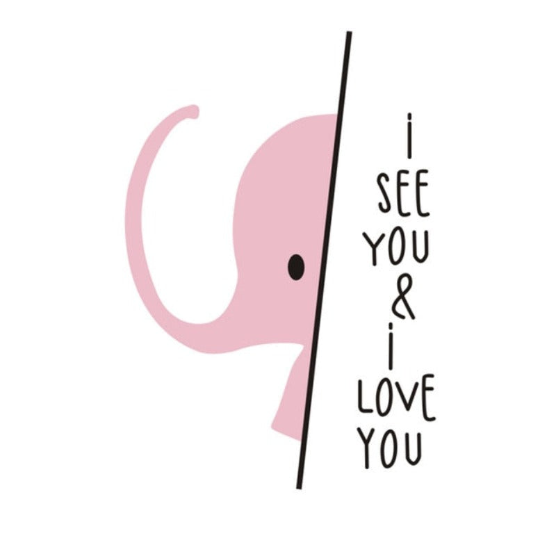 Jeg ser deg, jeg elsker deg, søt ordtak, elefant