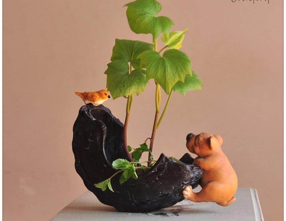 Skanto | Søt hund blomsterpotte dekorasjon