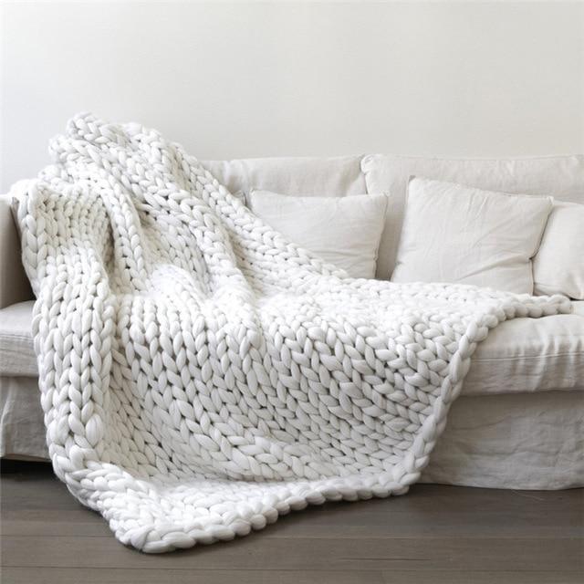 Skanto | Håndlaget Chunky Strikket Teppet Komfortabelt & Varmt - 80 x100 cm