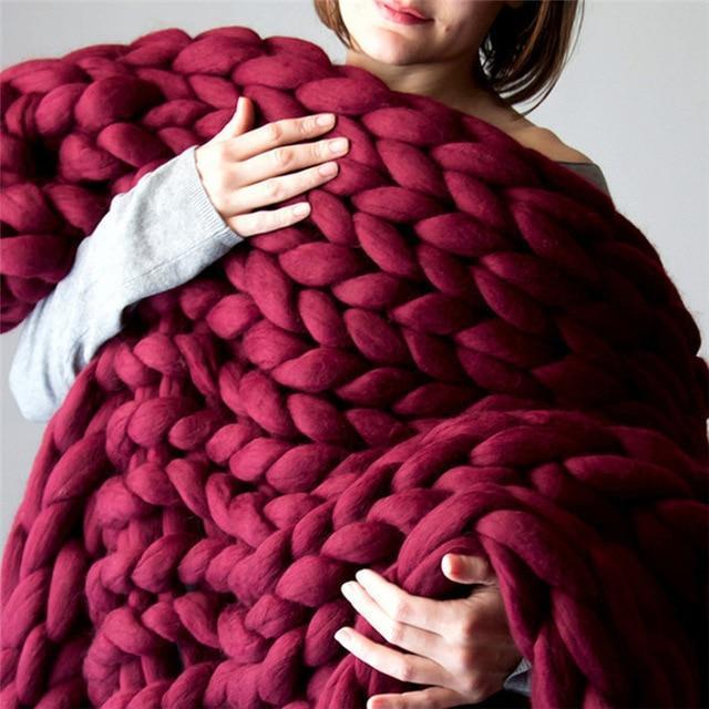 Skanto | Håndlaget Chunky Strikket Teppet Komfortabelt & Varmt - 80 x100 cm