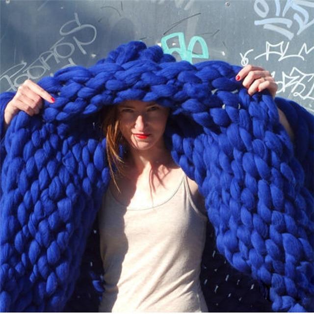 Skanto | Håndlaget Chunky Strikket Teppet Komfortabelt & Varmt - 80 x100 cm
