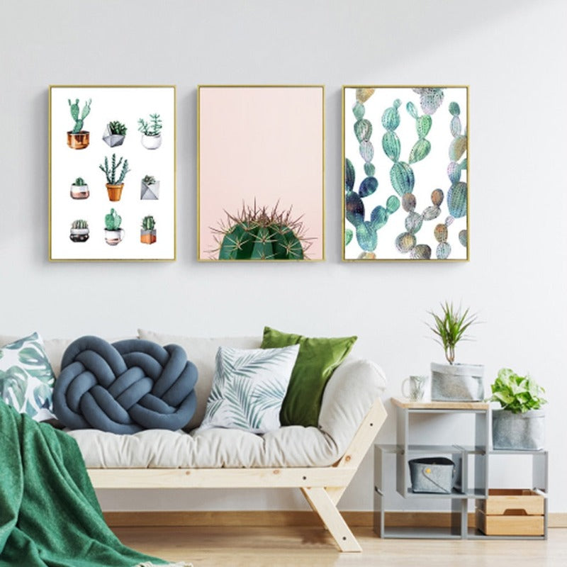 Kaktusplanter Blad - Lerret Veggkunst Maleri | Skanto