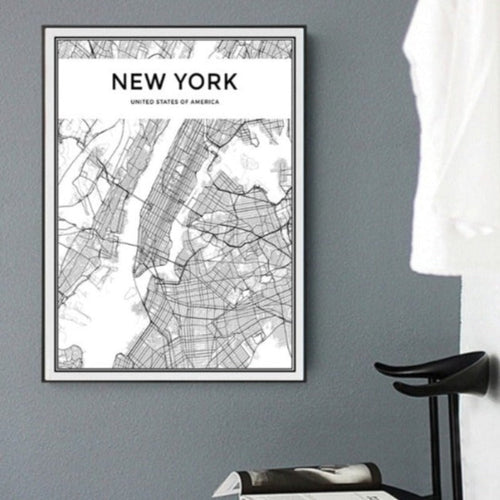 Business I New York - Lerret Veggkunst Maling | Skanto