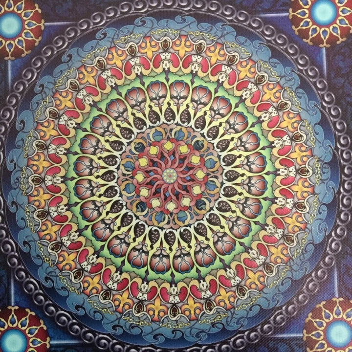 Mandala Ornament Thangka Yoga - Lærredsveggkunst Maleri