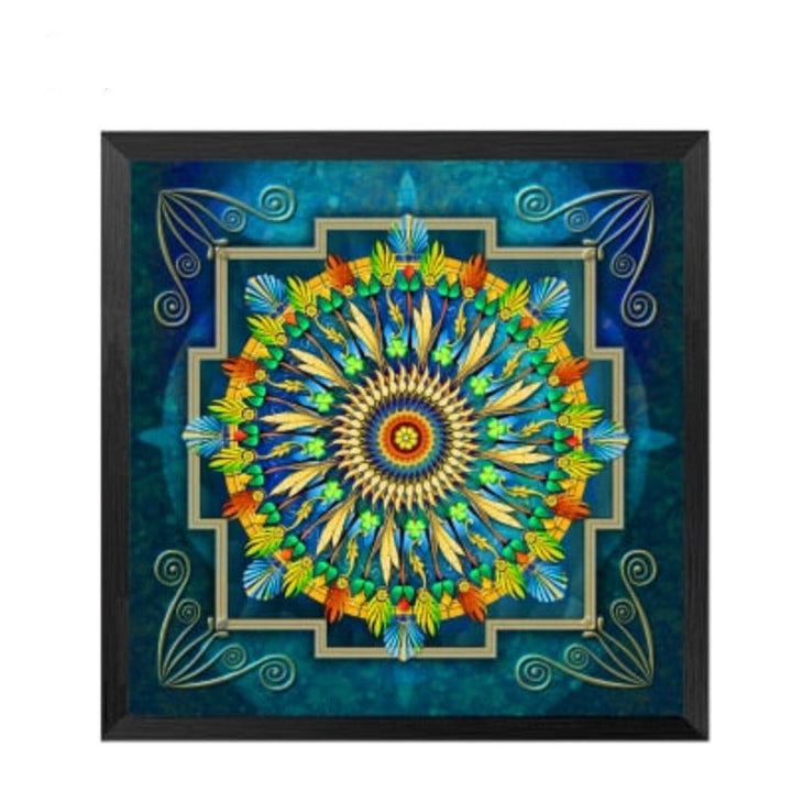 Mandala Ornament Thangka Yoga - Lærredsveggkunst Maleri