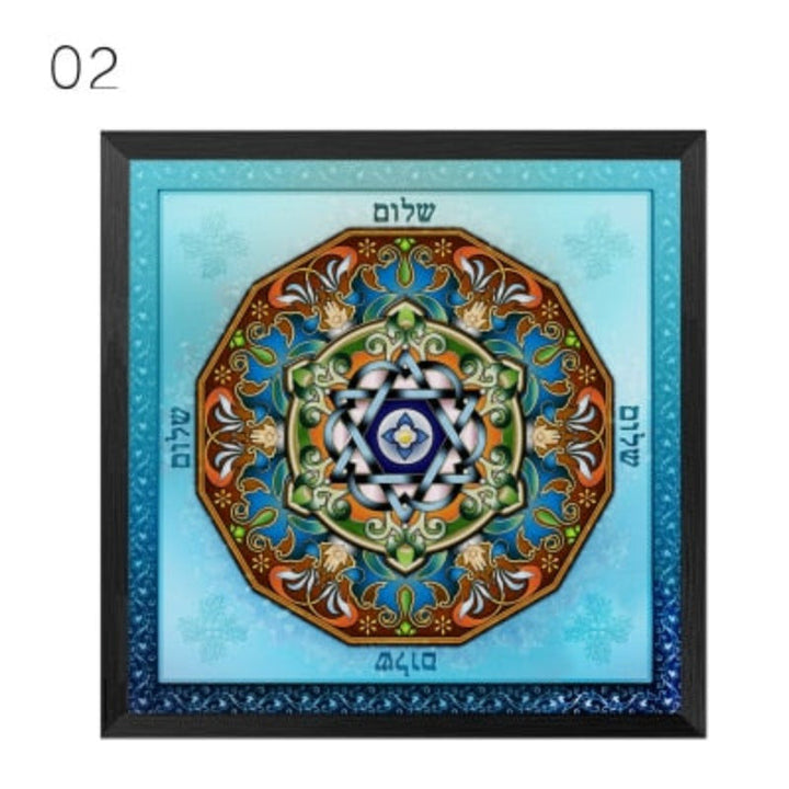 Mandala Ornament Thangka Yoga - Lærredsveggkunst Maleri