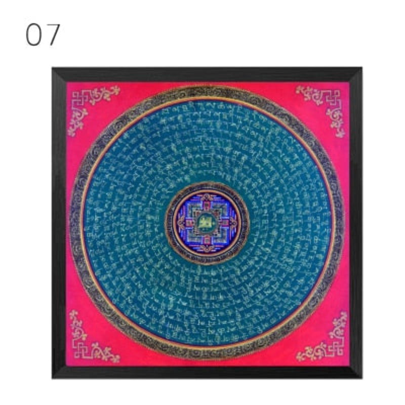 Mandala Ornament Thangka Yoga - Lærredsveggkunst Maleri
