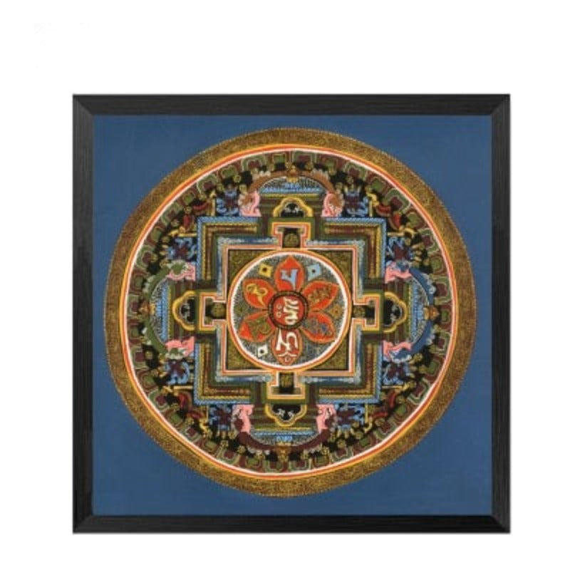 Mandala Ornament Thangka Yoga - Lærredsveggkunst Maleri