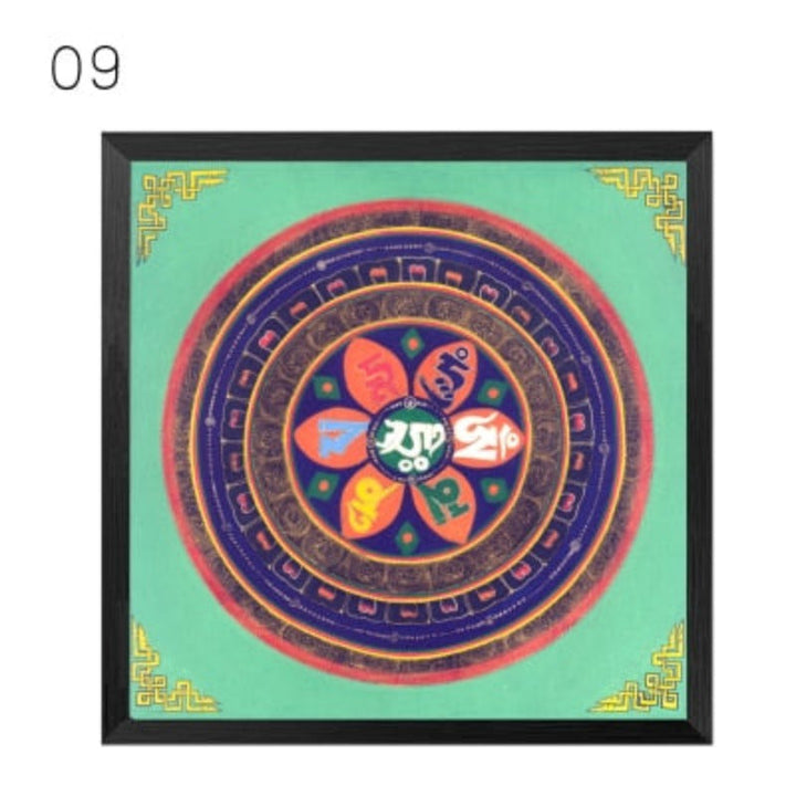 Mandala Ornament Thangka Yoga - Lærredsveggkunst Maleri