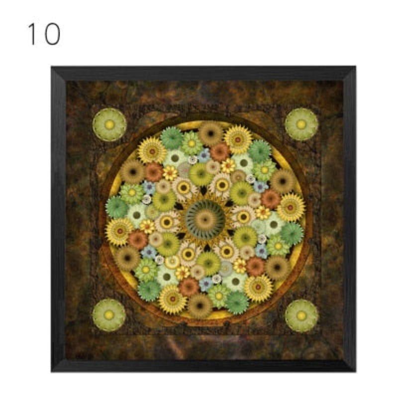 Mandala Ornament Thangka Yoga - Lærredsveggkunst Maleri