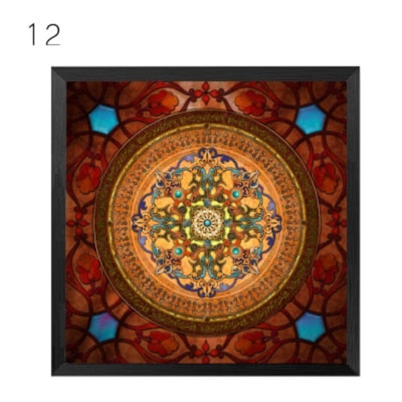 Mandala Ornament Thangka Yoga - Lærredsveggkunst Maleri