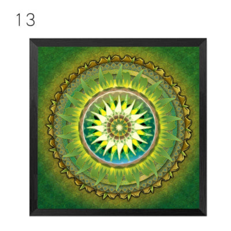 Mandala Ornament Thangka Yoga - Lærredsveggkunst Maleri