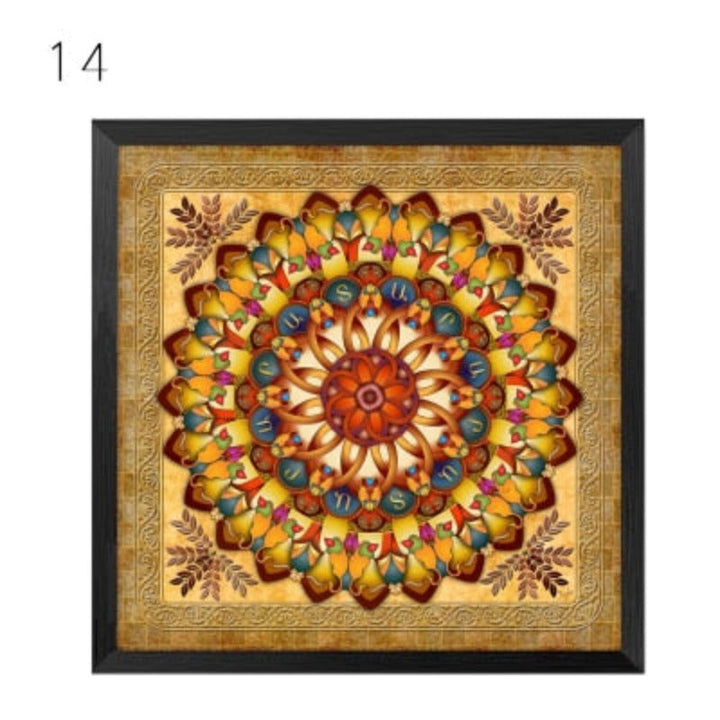 Mandala Ornament Thangka Yoga - Lærredsveggkunst Maleri