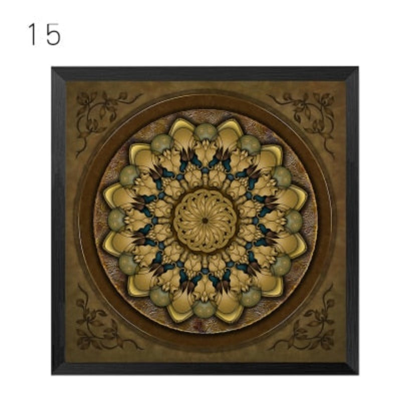Mandala Ornament Thangka Yoga - Lærredsveggkunst Maleri