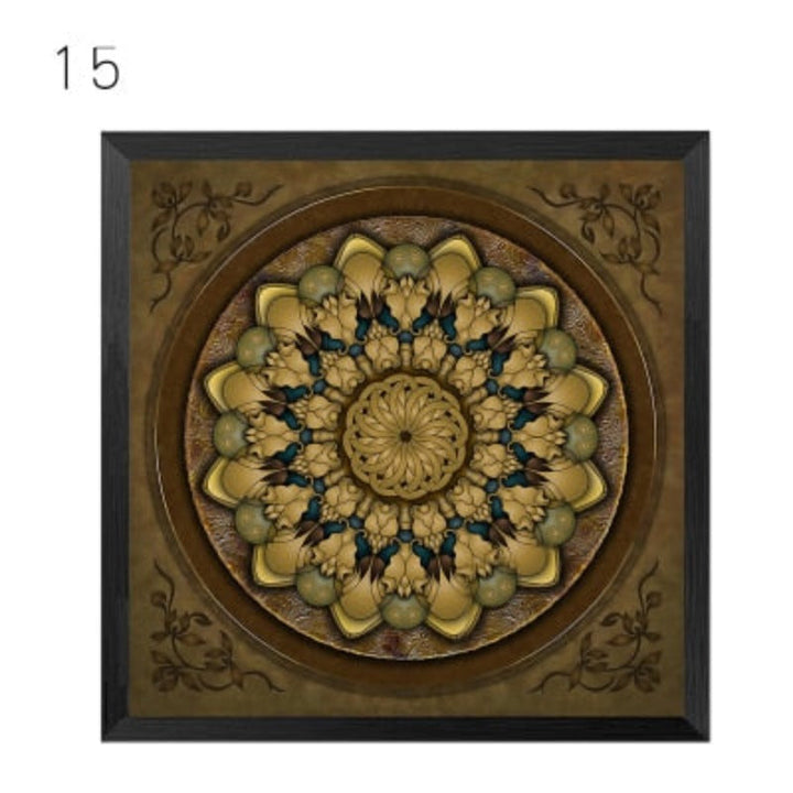 Mandala Ornament Thangka Yoga - Lærredsveggkunst Maleri