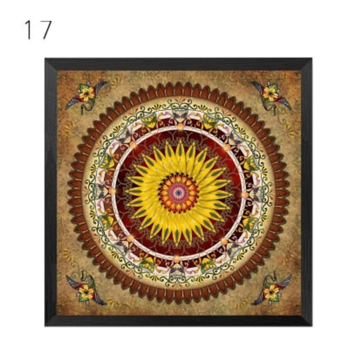 Mandala Ornament Thangka Yoga - Lærredsveggkunst Maleri