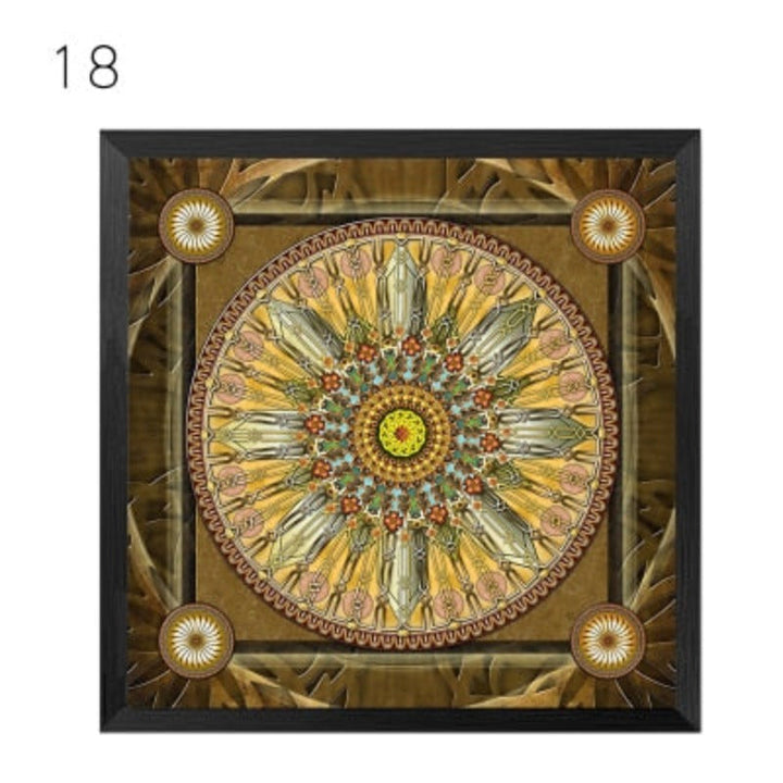 Mandala Ornament Thangka Yoga - Lærredsveggkunst Maleri