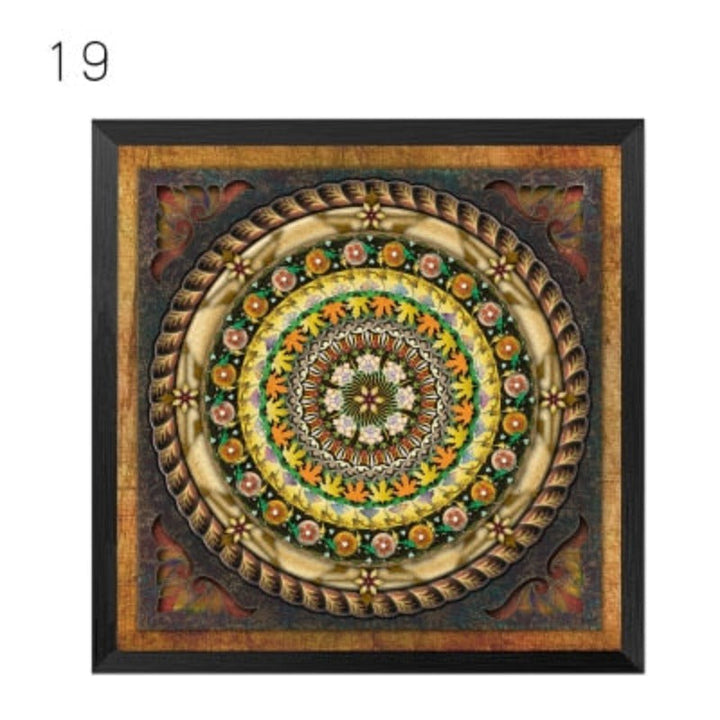 Mandala Ornament Thangka Yoga - Lærredsveggkunst Maleri