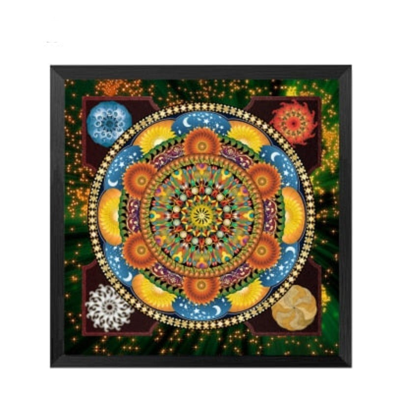 Mandala Ornament Thangka Yoga - Lærredsveggkunst Maleri