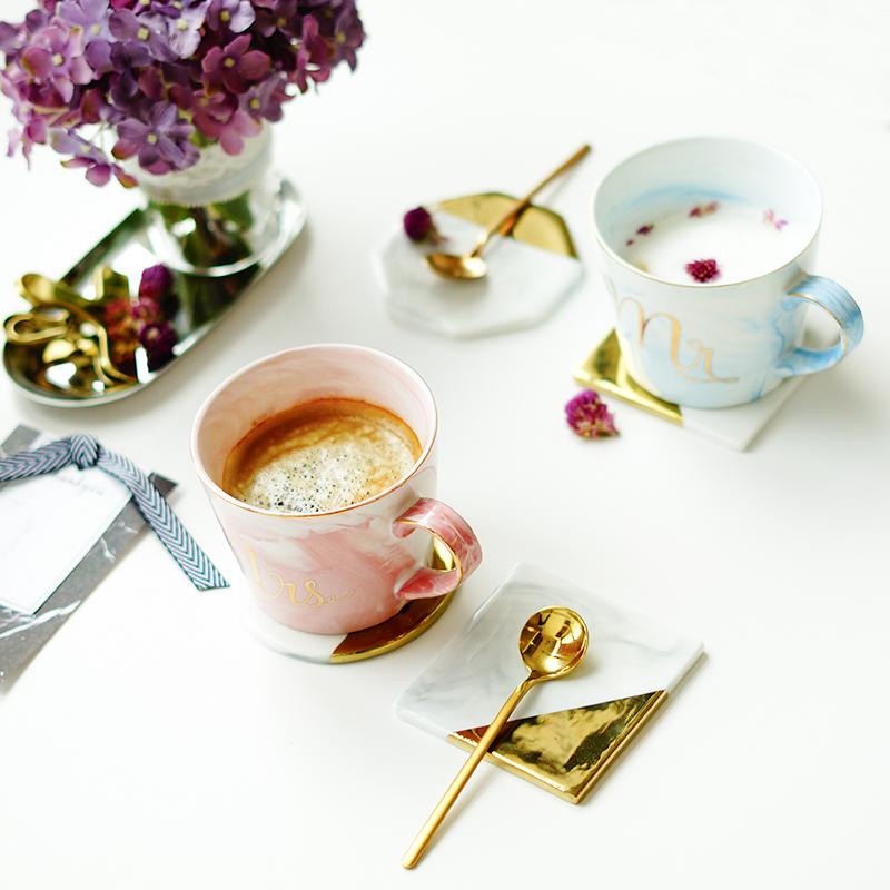 Marmor Porselen Hr & Fru Kaffe Kopper | Skanto