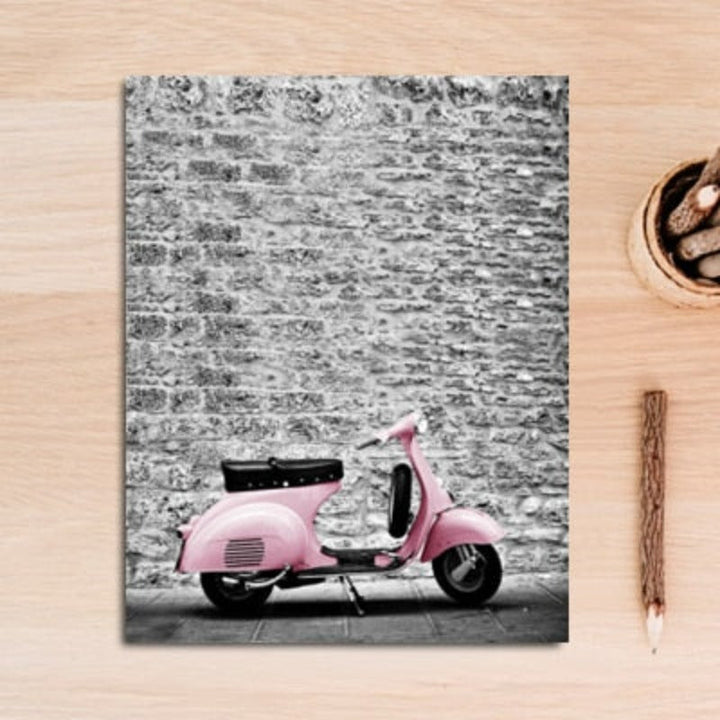 Bylandskap Rosa Bil-Canvas Veggkunst Maling | Skanto