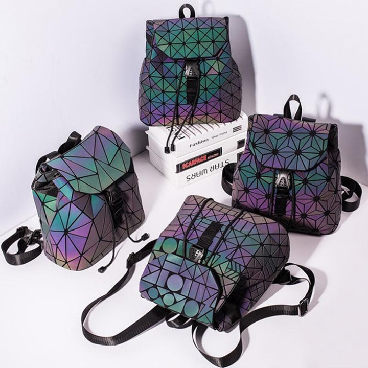 Skanto | Luminous Geometrisk Ryggsekk Dame Veske Ryggsekk