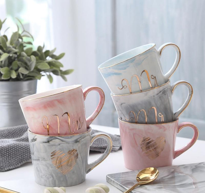 Marmor Porselen Hr & Fru Kaffe Kopper | Skanto
