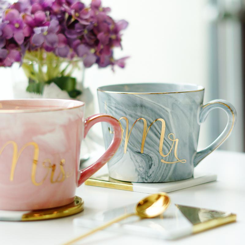 Marmor Porselen Hr & Fru Kaffe Kopper | Skanto