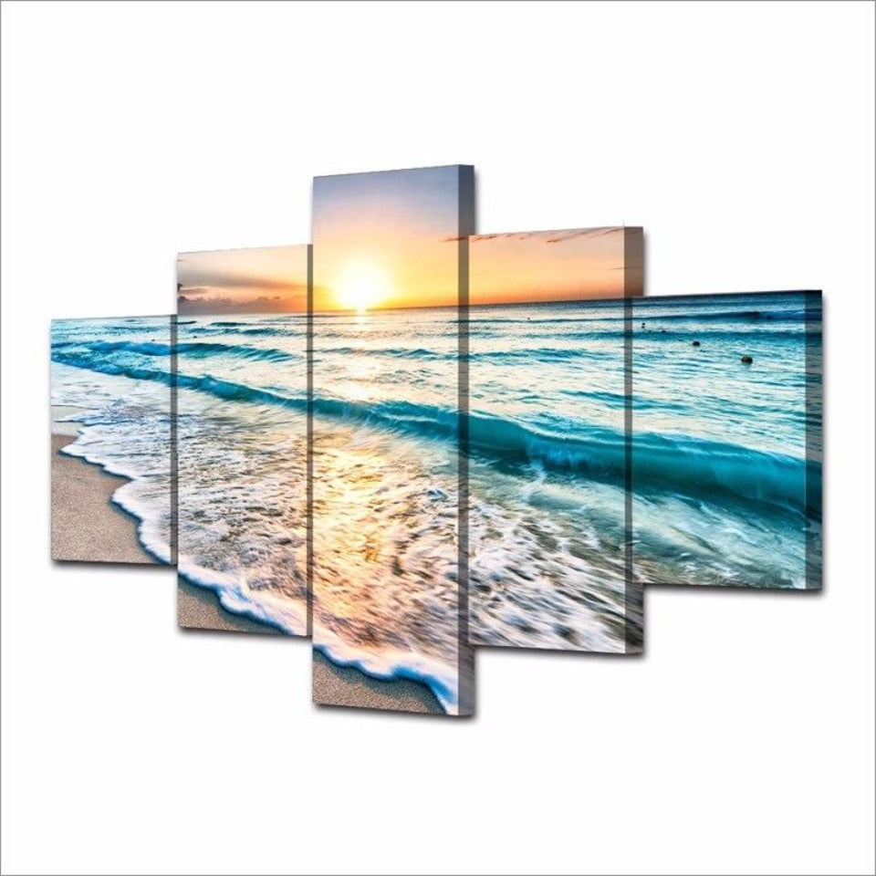 Solnedgang på stranden – lerretsbilde