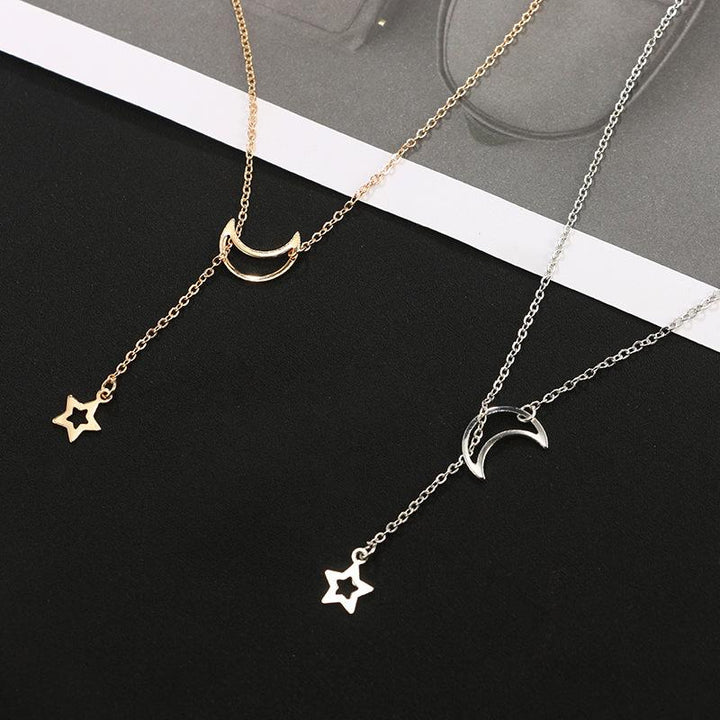 Moon & Star Hengende Dråpe Halskjede | Skanto