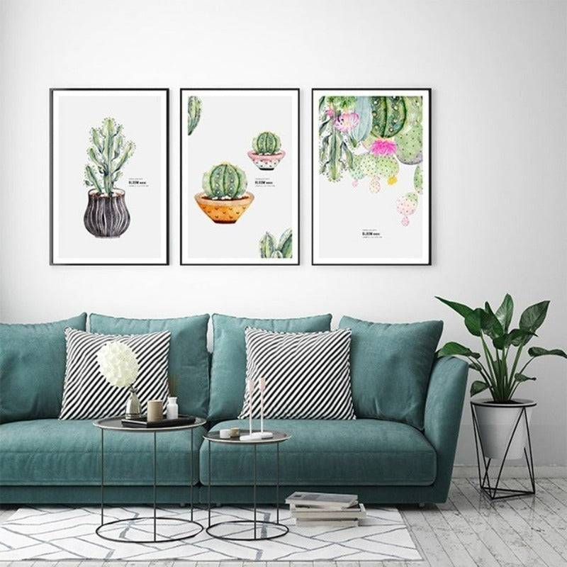 Plakat med nordisk kaktusblomst i potte – lerretbilde