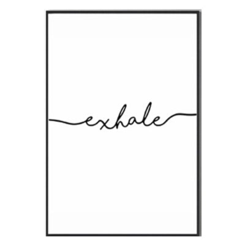Minimalistisk Svart Hvit Puste Ut Puste Inn Buchstaben - Lerret Veggkunst Maleri