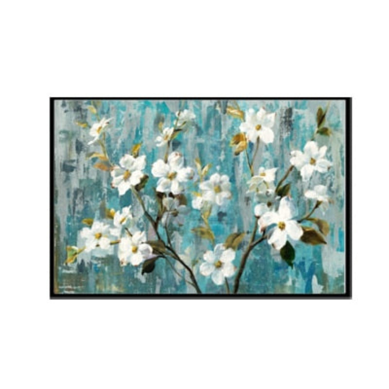 Apple White Flower Art - Canvas Wall Painting | Skanto