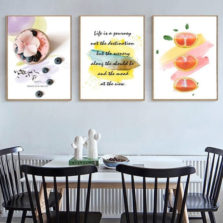 Inspirerende livssitater frukte-te - lerret veggkunst maleri